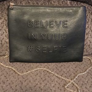 BELIEVE IN YOUR #SELFIE black crossbody or clutch